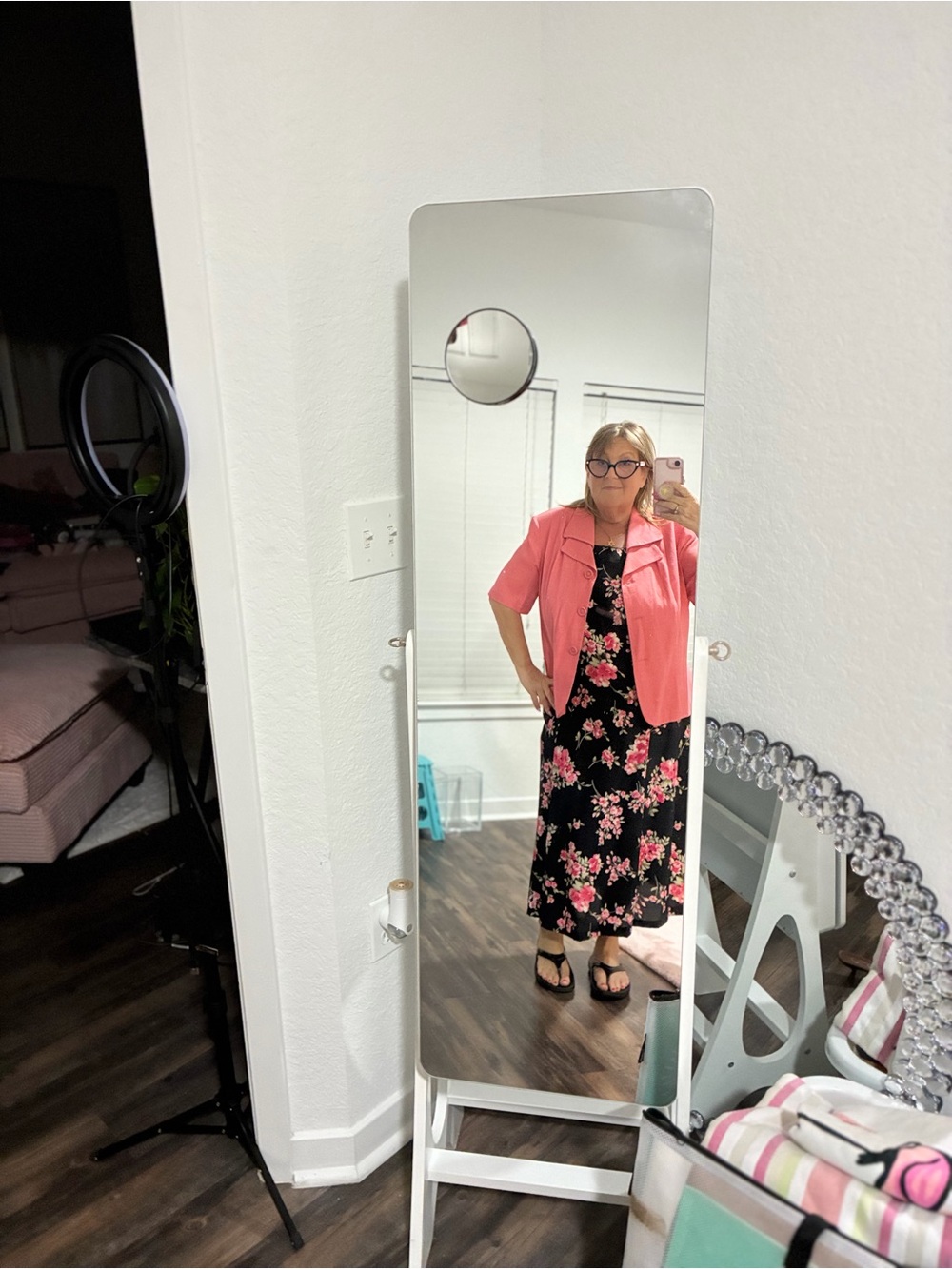 dressbarn Coral Jacket with Black Floral sleeveless dress - Picture 7 of 7